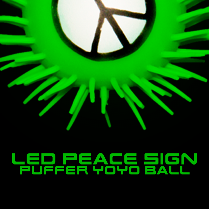 LED Peace Sign Puffer YoYo Ball- Green