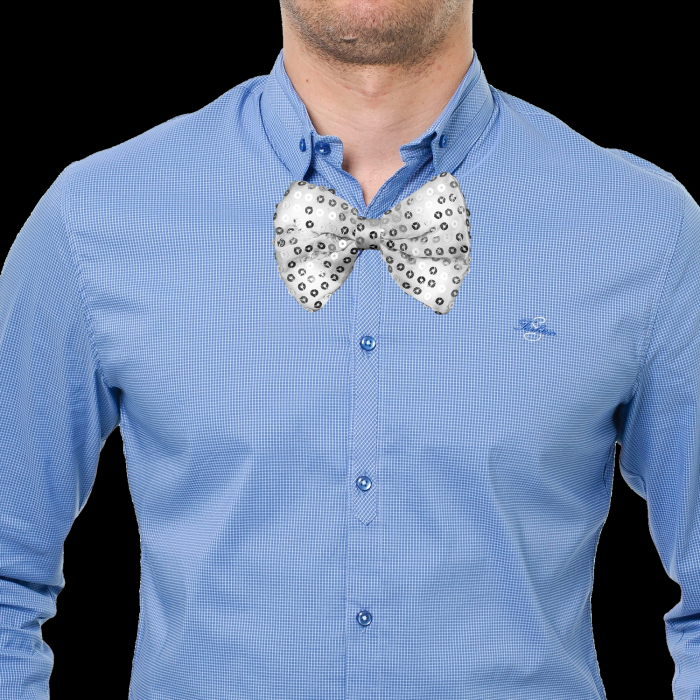 Light-Up Silver Sequin Bow Tie
