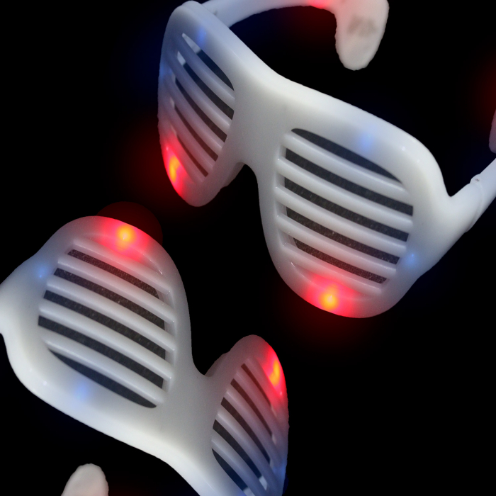 LED Flashing Red White and Blue Patriotic Shutter Shades