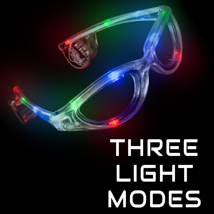LED Flashing Eyeglasses - Clear